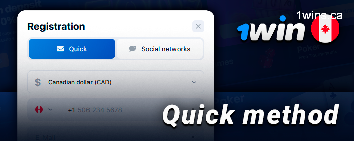 Quick registration on the project 1Win